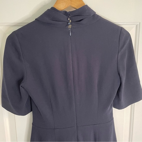 LK Bennett Dress Dr Lamarie Sheath ladies size 2 dark navy Draped Crepe preppy - Picture 8 of 9
